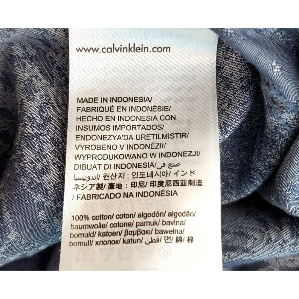 Calvin Klein Men's Slim-Fit Jacquard Shirt XXL Dusty Blue - Picture 7 of 13